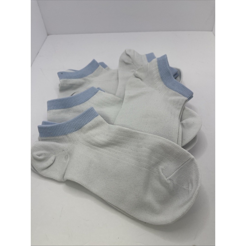 5 Pairs Unisex Low Cut Comfortable Everyday Sport Socks  White And Blue